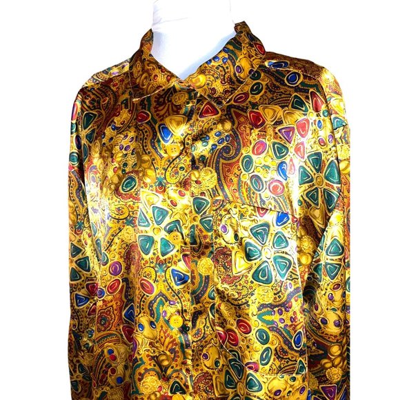 Vintage LaChine Classic Button Down Long Sleeve Vibrant Shirt Women Size 12 - Picture 2 of 7